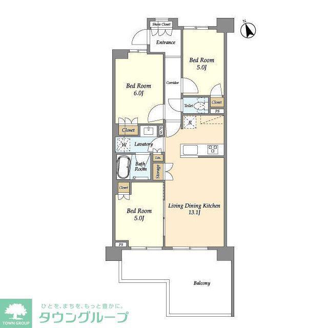 セレステラス調布ケ丘(3LDK/6階)の間取り写真