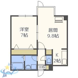 フレンドリー山の手(1LDK/4階)の間取り写真