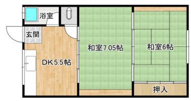 つるやビル 2号館(2DK/2階)の間取り写真