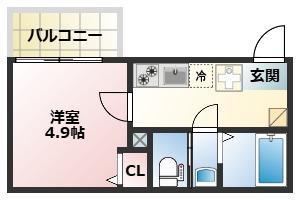 リアル綱島パークテラスA棟(1K/2階)の間取り写真