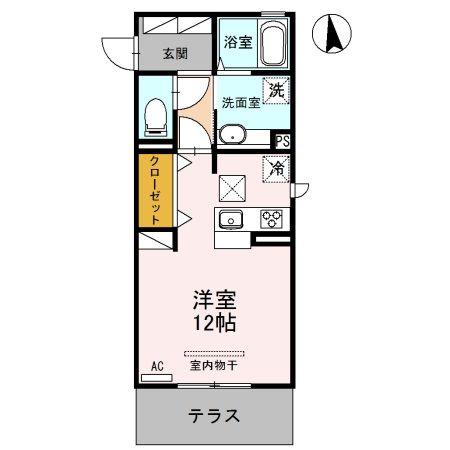 D-ROOM RIVIERE(ワンルーム/1階)の間取り写真