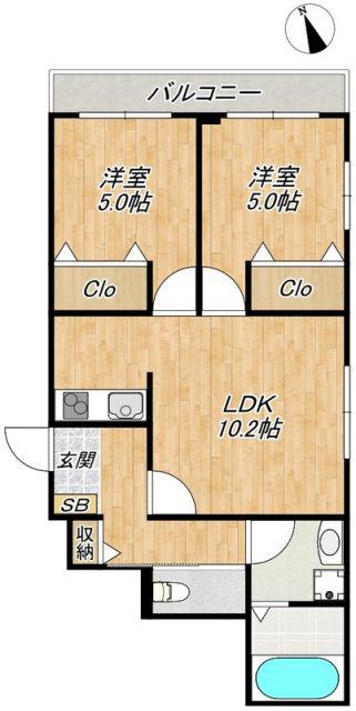 CENTRAL VILLA K(2LDK/3階)の間取り写真