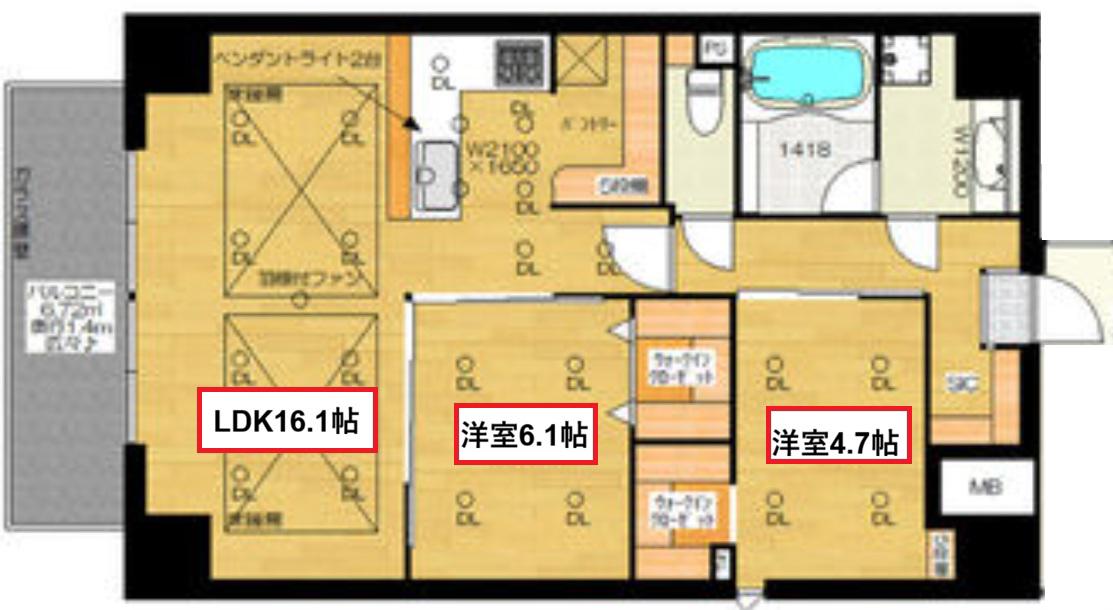 ブエナビスタ阿波座タワー(2LDK/6階)の間取り写真