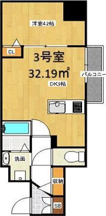 YOU`S VII番館(1DK/6階)の間取り写真