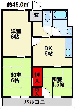 サングリーン中本町(3DK/3階)の間取り写真