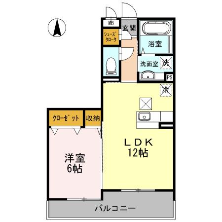 トロアモリール(1LDK/2階)の間取り写真