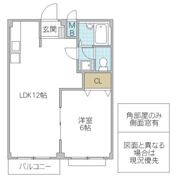 エルディム東郷(1LDK/1階)の間取り写真