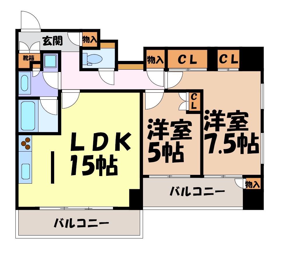 ラア・ケア覚王山(2LDK/9階)の間取り写真