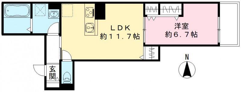 ソフィニティ名駅(1LDK/1階)の間取り写真