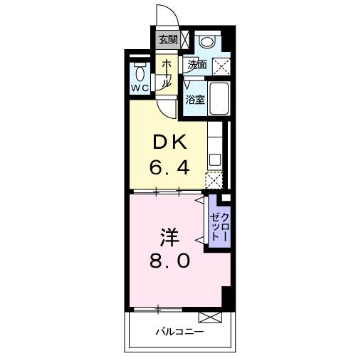 ハックベリー茨木南(1DK/6階)の間取り写真