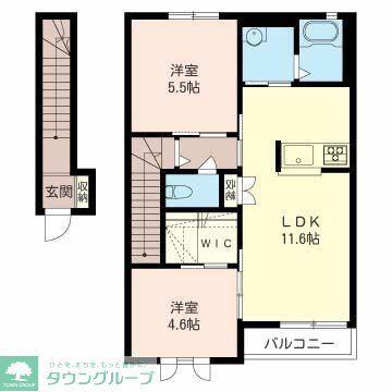 ポナールC(2LDK/2階)の間取り写真