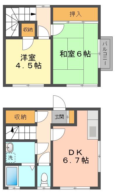 プリムローズ(2DK/1階)の間取り写真