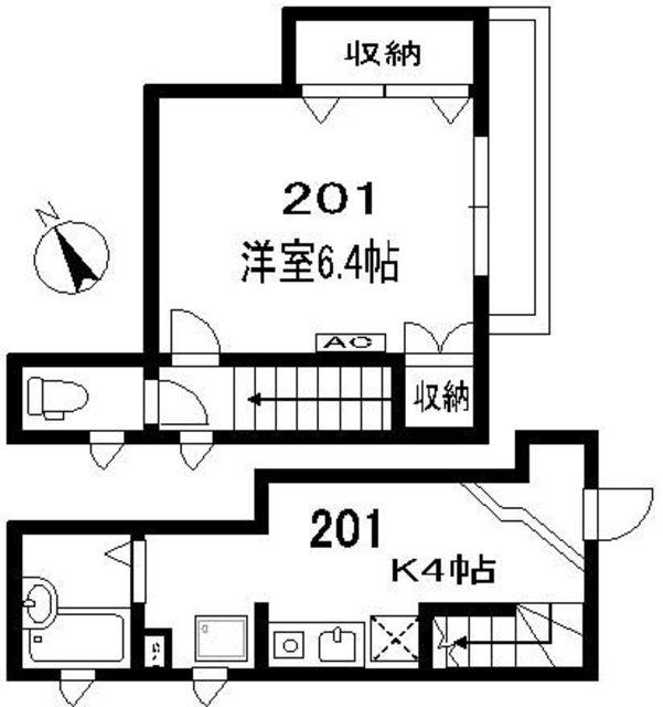エルメゾン方南(1K/2階)の間取り写真