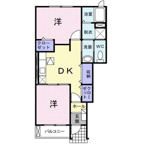 プラム I(2DK/1階)の間取り写真