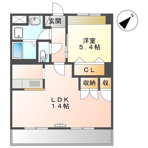 GRAND FIELD 弐番館(1LDK/1階)の間取り写真