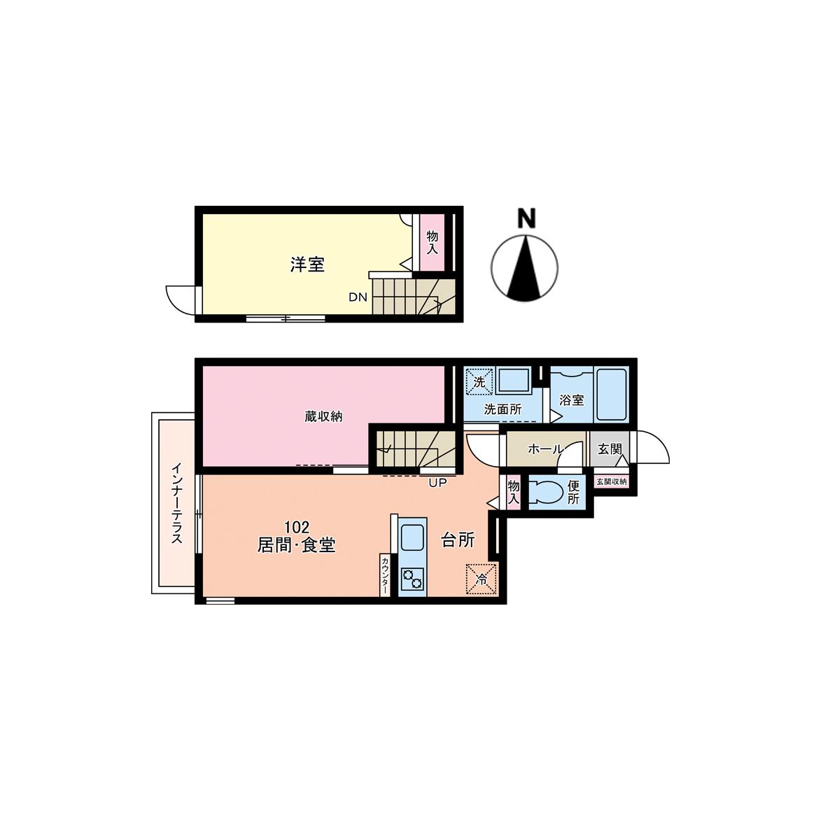 ボヌール薬師堂(1LDK/1階)の間取り写真