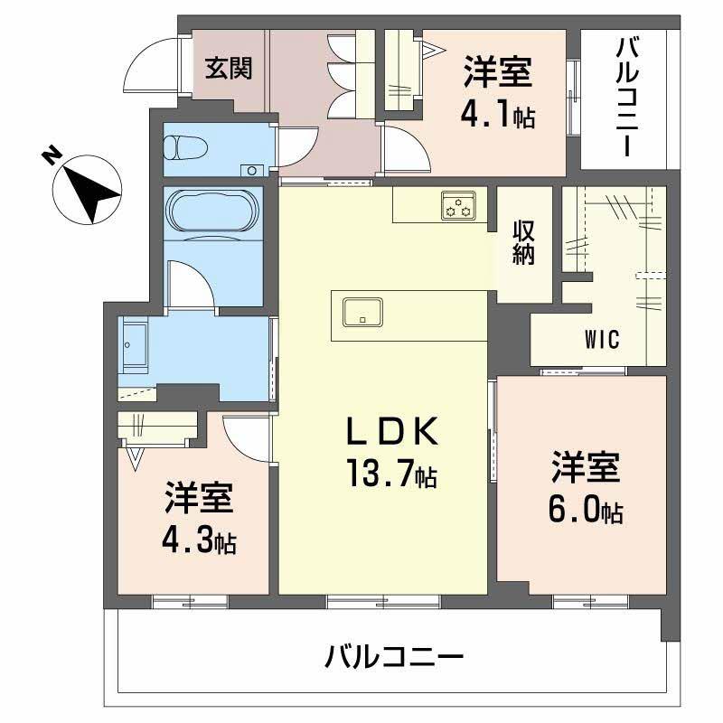 シャーメゾン トレゾール(3LDK/2階)の間取り写真