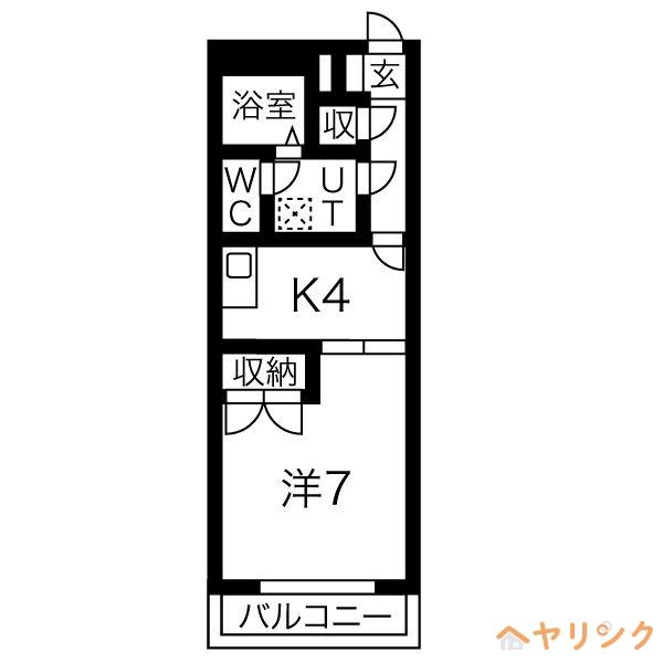 クリスタルコート(1K/3階)の間取り写真