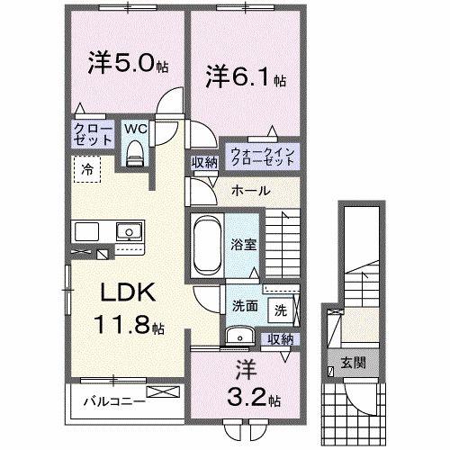 ミハルビ(3LDK/2階)の間取り写真