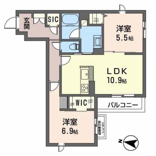 SHAMAISON ノース FI(2LDK/2階)の間取り写真