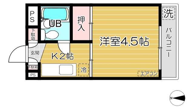 ハイツ南浦和(1K/3階)の間取り写真