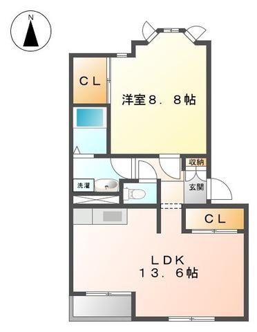メルヴェーユ・ウィン(1LDK/2階)の間取り写真