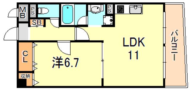 ボヌール有瀬(1LDK/3階)の間取り写真