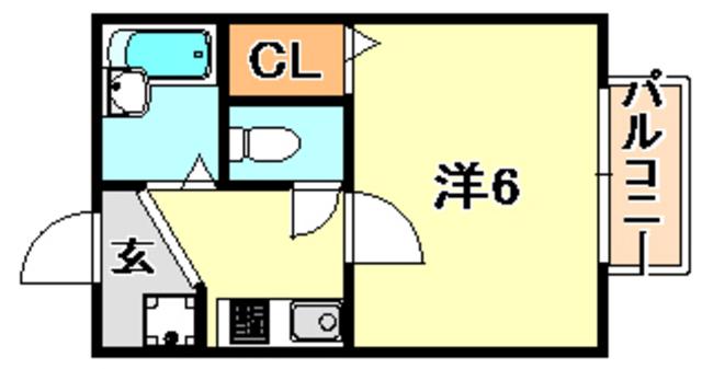パルファン蓮宮(1K/2階)の間取り写真