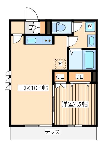 ホワイトヒルズ国立(1LDK/1階)の間取り写真