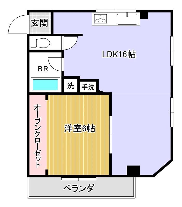 峰ビル(1LDK/4階)の間取り写真