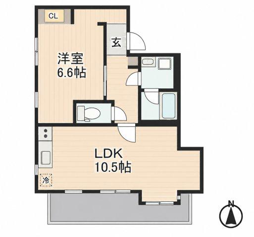 SILVERADO方南町(1LDK/1階)の間取り写真