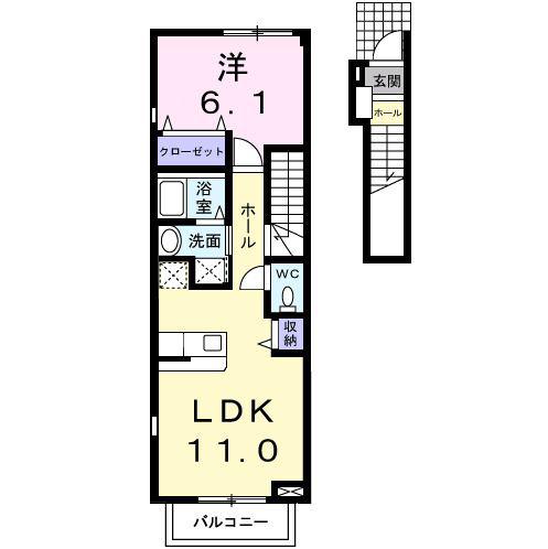相見一番館(1LDK/2階)の間取り写真