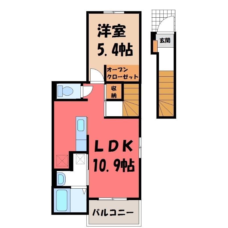 NEO・ヴィレッジ(1LDK/2階)の間取り写真