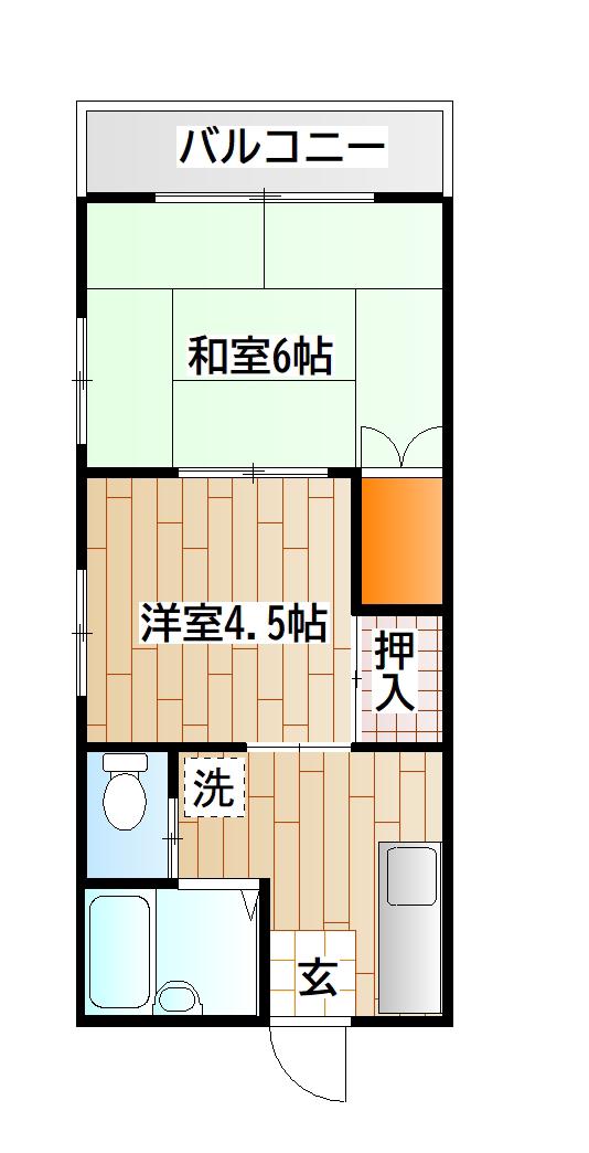 メゾン内野(2K/2階)の間取り写真