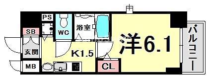 プレサンス神戸西スパークリング(1K/9階)の間取り写真