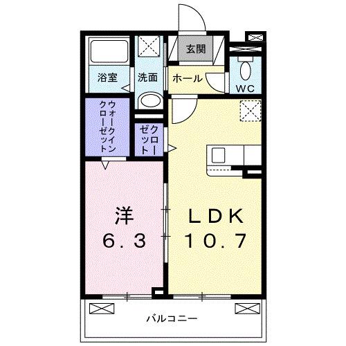 N・Sグランデ(1LDK/2階)の間取り写真