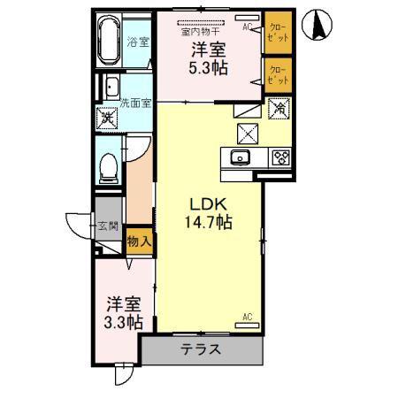 クラシスト杭全(2LDK/1階)の間取り写真