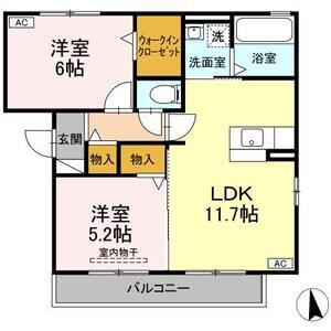 サニーホームズ(2LDK/3階)の間取り写真