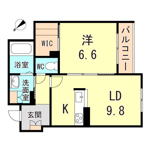 シャーメゾンフェリーチェ(1LDK/2階)の間取り写真