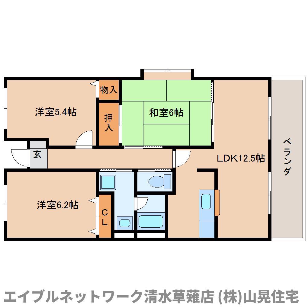 グランヒル(3LDK/4階)の間取り写真