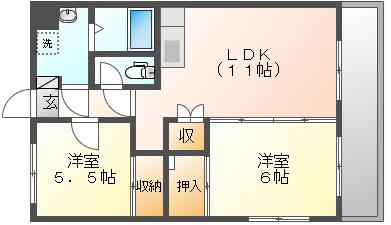 サンガーデン(2LDK/3階)の間取り写真