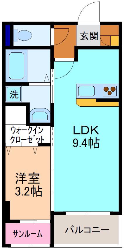 ドリーム宮永市(1LDK/2階)の間取り写真