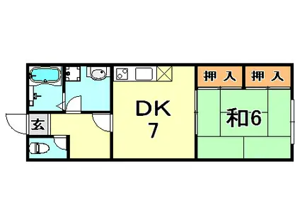 グリーンコート(1DK/2階)の間取り写真