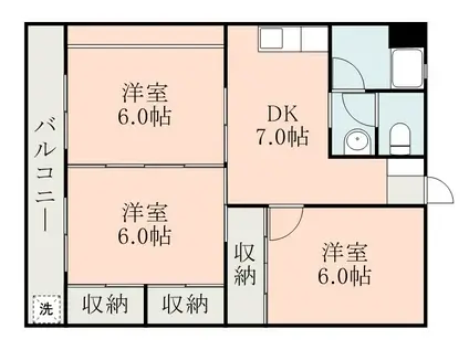 パープルハイム(3DK/4階)の間取り写真