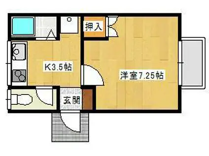〇アーバンステージ(1K/2階)の間取り写真