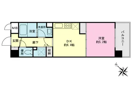 プライムネクサス東大井(1DK/1階)の間取り写真