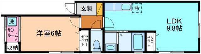 ジョイ・ノーヴァ(1LDK/1階)の間取り写真