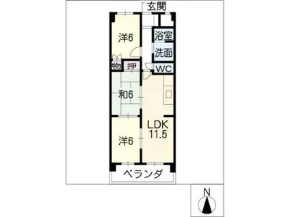 境川パレス(3LDK/4階)の間取り写真