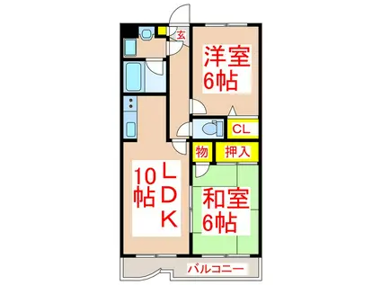 リーベさつま(2LDK/1階)の間取り写真