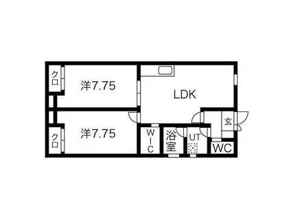 セピアハイツ(2LDK/1階)の間取り写真